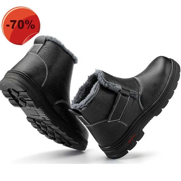 

safety boots snow boots safety shoes ankle boots fur warm for men steel toe non-slip anti-static rubber casual plush - work, Black;brown