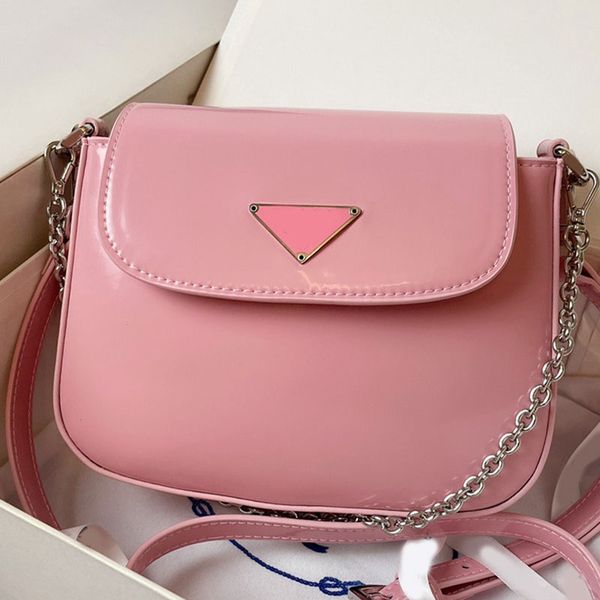 

chains shoulder bag crossbody bag axillary clutch handbag flap purse triangle hasp hardware plain smooth surface genuine leather fashion let