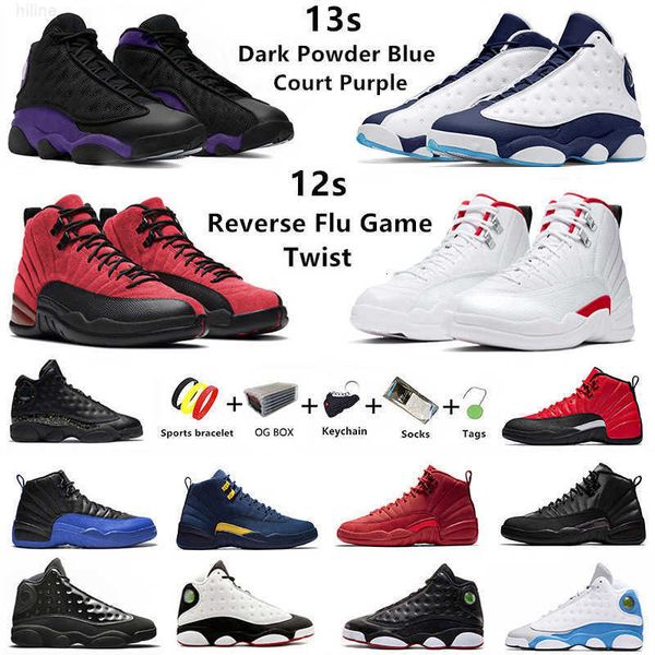 

dress shoes dark powder blue twist jumpman 12s 13s mens basketball shoes 12 utility reverse flu game gym red flint 13 bred men trainers spor, Black