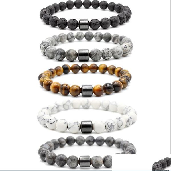 

beaded strands 8mm natural stone beaded strands jewelry bracelets lava stones turquoise tiger eye beads hematite bracelet drop deli dh3eg, Black