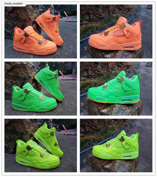 

2022 new arrival 4 lime green orange men basketball shoes outdoor mens trainers with box size 8-13