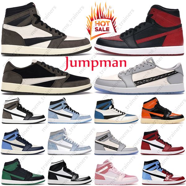 

jumpman 1 men basketball shoes 1s sneakers travis scotts dark mocha gai unc chicago bred panda shattered backboard mens womens outdoor, Black