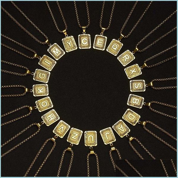 

pendant necklaces a-z 26 initials pendant letter necklace for women men gold golor square alphabet charm box link chain couple bff j dh6x7, Silver