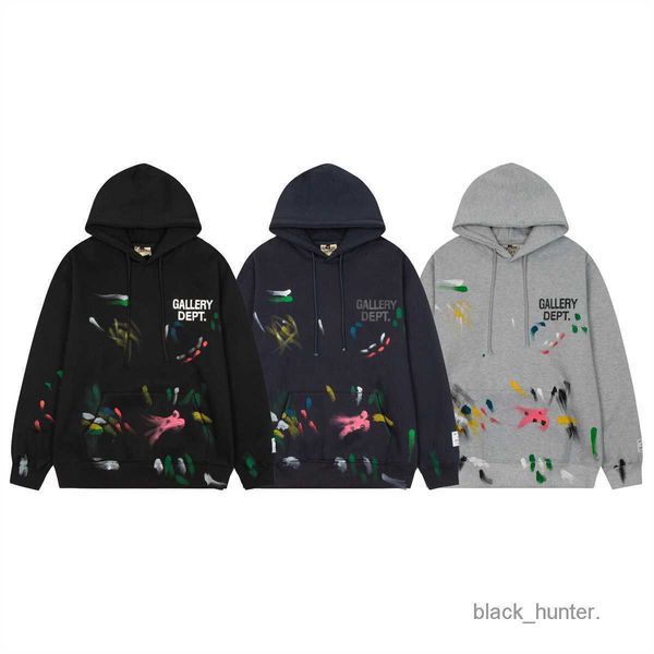 

men's hoodies galery designer dept sweatshirts tie dye ink splashing hand-painted hooded plush sweater for men women ins trend hoodie, Black