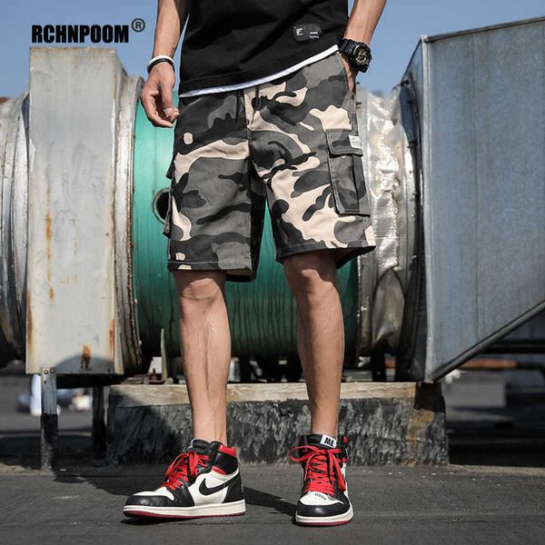 

men's shorts summer cargo new casual fashion joggers baggy camouflage brand sweatshorts multi-pocket loose pants clothing g221012, White;black