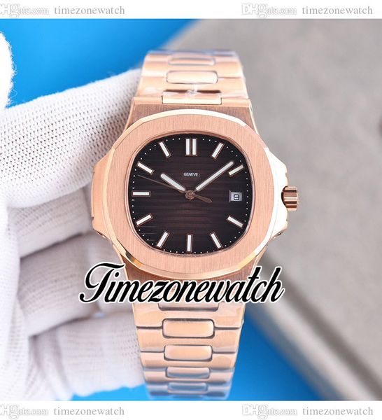 

40mm 5711/1r-001 cal a324 automatic mens watch 5711 limited edition brown textured dial rose gold steel bracelet new watches timezonewatch e, Slivery;brown