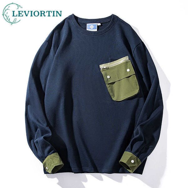 

men's hoodies sweatshirts japanese functional round ne autumn hip hop loose oversize ch poet cotton workwear pullover g221011, Black