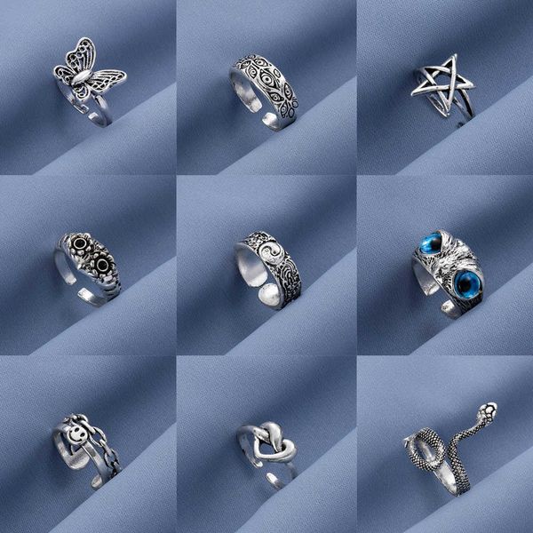 

cluster rings vintage silver color snake owl rings for men women opening adjustable punk rings 2021trend fashion party jewelry gifts l221011, Golden;silver