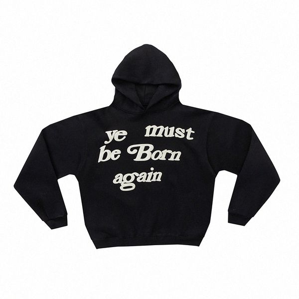 

designer mens hoodies sweatshirts pullover hooded letter printed ye must be born men woman thick hoodie loose b7ax#, Black