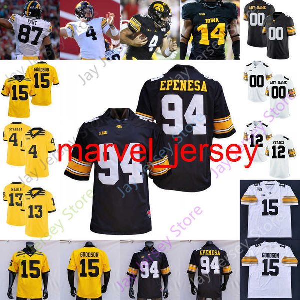 

iowa hawkeyes football jersey ncaa college nate stanley toren young brandon smith tyrone tracy jr. kristian welch amani jones noah fant, Black