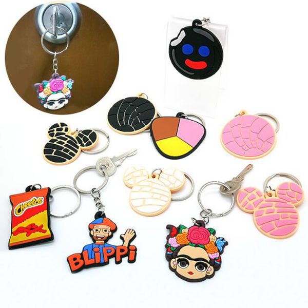 

pvc keyring mexican style keychain cute key holders charms for women men keys car pendants jewellery decoration gifts, Silver
