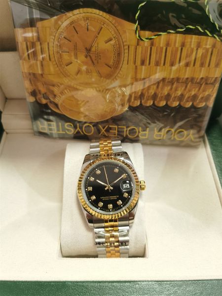 

with original boxs luxury fashion men watches 41mm 18k yellow rose gold diamond dial & bezel 18038 watch automatic mechanical men's wat, Slivery;brown