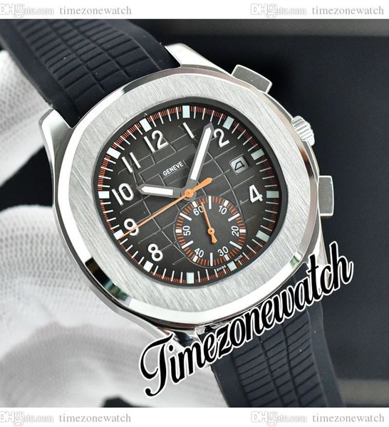

41mm aquanaut 5968 automatic mens watch 5968a-001 black texture dial steel case no chronograph rubber strap sport watches timezonewatch e236, Slivery;brown