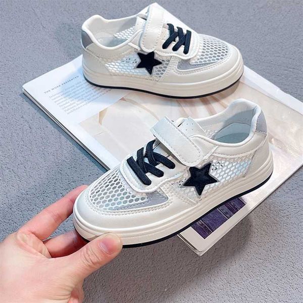 

flat shoes 2022 new children shoes summer mesh breathable kids sneakers star outdoor tennis fashion boys girls sneakers size 25-37 l221012, Black;grey