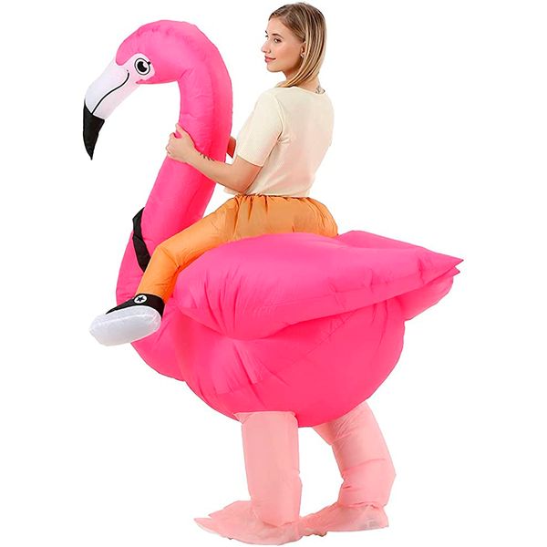 

flamingo inflatable costume halloween mascot dress ride prop role-playing suit for adult, Blue