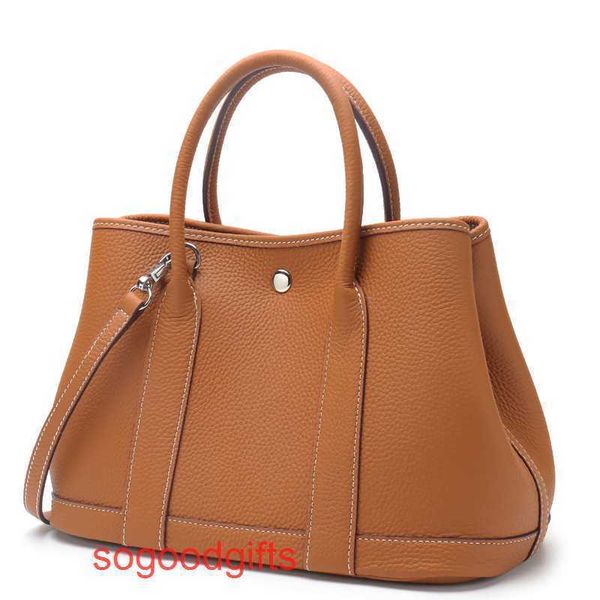 

designer herme bag garden party bags women crossbody tote handbags leather garden bag women's hand layer cowhide litchi pattern simple