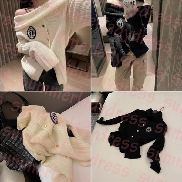 

off shoulder sweater crystal letter knits women autumn elastic sweaters designer high neck sweaters, White;black