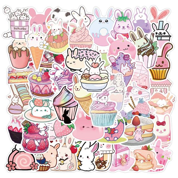 

50pcs cute pink rabbit waterproof vinyl stickers decals for lapwater bottles bike skateboard luggage computer toy phone snowboard diy for ki