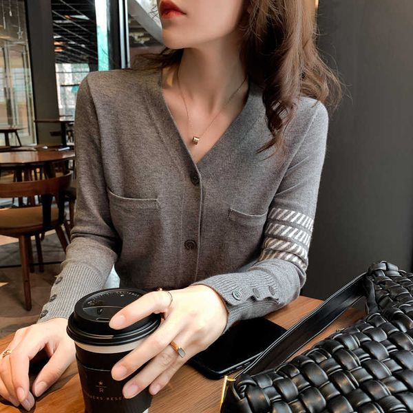 

women's knits tees tb knitted cardigan jacket women's spring new net red cashmere knit sweater jacket with a fashionable couple sw, White