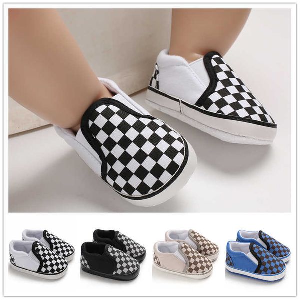 

flat shoes baby boys and girls classic plaid peas casual soft bottom first walkers 0-18m baby non-slip toddler bed l221012, Black;grey