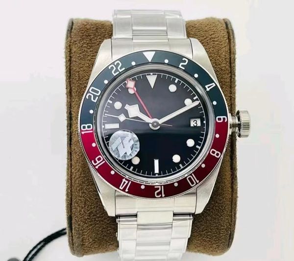 

men's mechanical watch 904l silver steel dial double color ceramic rim 41mm2813 super movement automatic winding sapphire mirror leisur, Slivery;brown