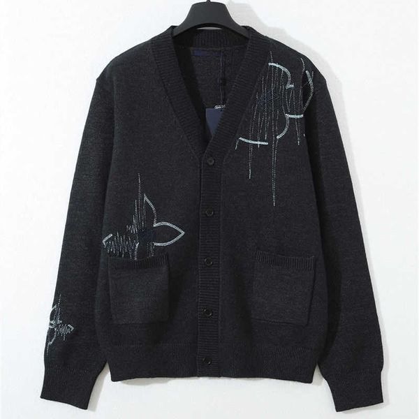 

luxury designer sweater mens knitting cardigan coat men women casual v-neck long sleeve shirt loose wool sweaters, White;black