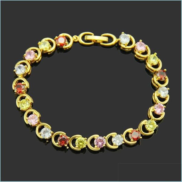

link chain 8k gold plated bling mixed color diamond womens tennis chain bracelet fl cubic zirconia link chains jewelry gifts for gi dhi8p, Black