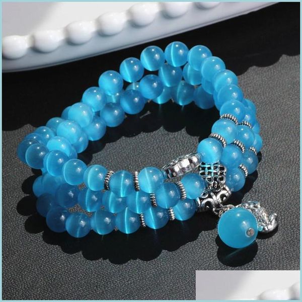 

beaded strands bracelet beaded strandsthree circles cat eye opal womens jewelry individually packed several colors anti-radiation g dhxns, Black