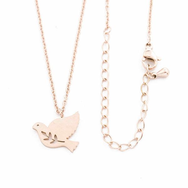

pendant necklaces bird of peace necklace stainless steel dove pigeon necklaces pendants for women friends gifts animal jewelry l221011, Silver