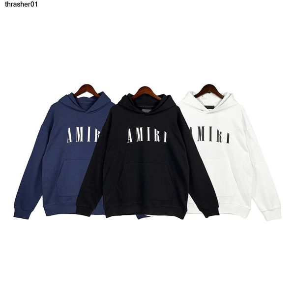 

new men's hoodies designer sweatshirts autumn amirs solid color hoodie men's cotton loose casual pullover long sleeve streetwear h, Black