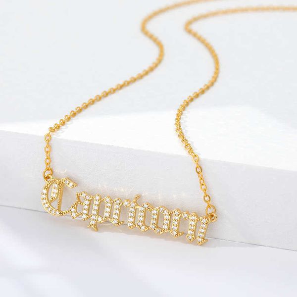 

pendant necklaces cubic zirconia constellation necklace horoscope jewelry 12 zodiac crystal pendant old english letters necklace women virgo, Silver