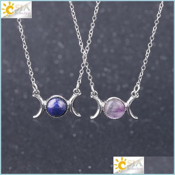

pendant necklaces vintage crescent clavicle necklace moon sun pendants sier color choker natural stone short necklaces for women gir dhlgz, Silver