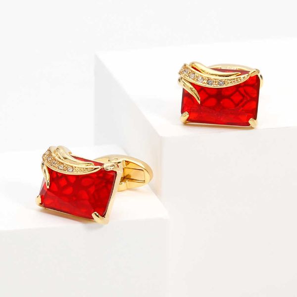

cufflinks for men luxury red crystal rhinestone square gold formal business shirt buttons cuff links wedding gift, Silver