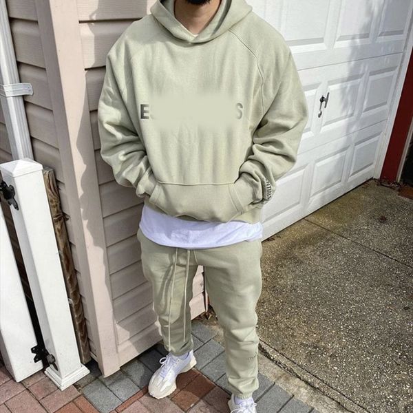 

popular new model designer hoodie hoody sweatshirts suit two piece ess hoodies with trousers hoodies 100% pure cutton fleece sweatshirt, Black
