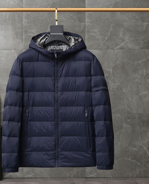 

2022 pra new men's brand down jacket coat autumn winter classic design triangle mark overcoat coats fashion logo down jacket upscale le, Black
