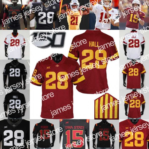

american college football wear ncaa iowa state cyclones football jersey brock purdy breece hall xavier hutchinson charlie kolar sean shaw jr, Black