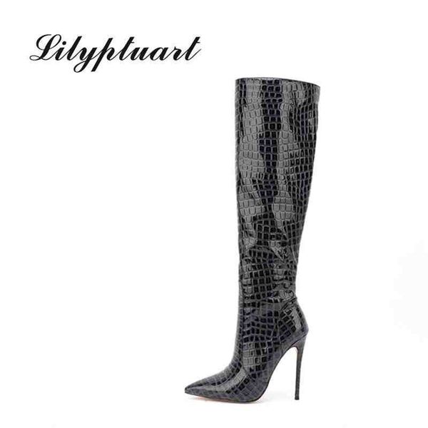 

boots 2022 new punch shoes fashion driving autumn and winter plus size 43 zipper dij high yellow green 220901, Black