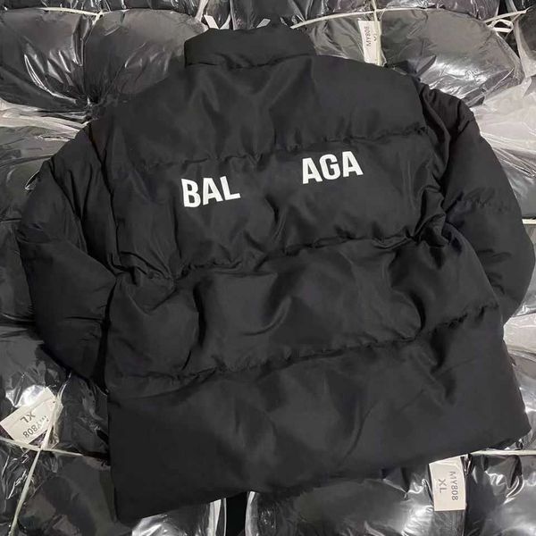 

8eln designer balanciagas down puffer jacket mens womens autumn winter fashion brands vintage luxe large loose simple casual warm keeping, Black