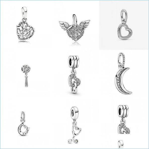 

charm bracelets 925 sterling sier good luck horseshoe angel wing moon family tree dangle beads fit original pandora charm bracelet d dhode, Golden;silver