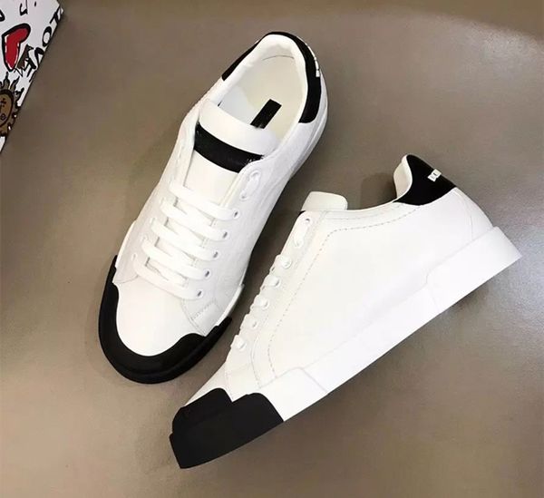 

luxury 22s/s white leather calfskin nappa portofino sneakers shoes brands comfort outdoor trainers men's casual walking eu38-46 shoesbo, Black