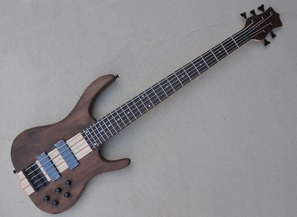

5 strings walnut neck through body electric bass guitar with rosewood fretboard 24 frets can be customized as request