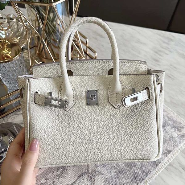 

designer bag birkins handbags togo leather lychee grain layer cowhide silver button handbag advanced feeling one shoulder women's zc