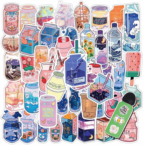 

50pcs hologram sticker ins style cute drink aesthetic stickers pack for lapskateboard motorcycle decals