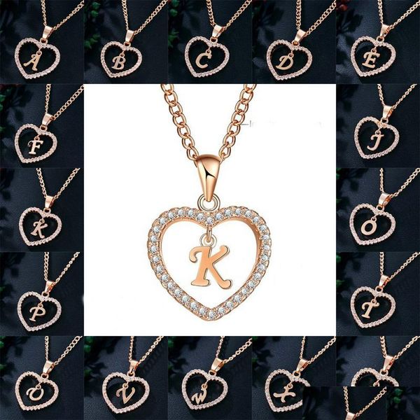 

pendant necklaces capital heart necklace for women girls charm personality 26 letter cz love pendant a-z alphabet necklaces fashion j dhebh, Silver