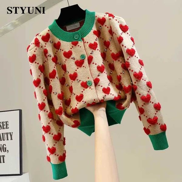 

women's knits tees heart argyle diamonds o-neck high street kawaii knitted women's sweaters long sleeve buttons short jumpers fema, White