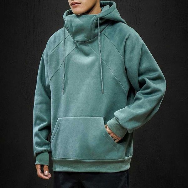 

men's hoodies sweatshirts fleece high ne ien sweatshirt autumn winter streetwear cloes loose fit hoodie 2022 fashion cloing g221011, Black