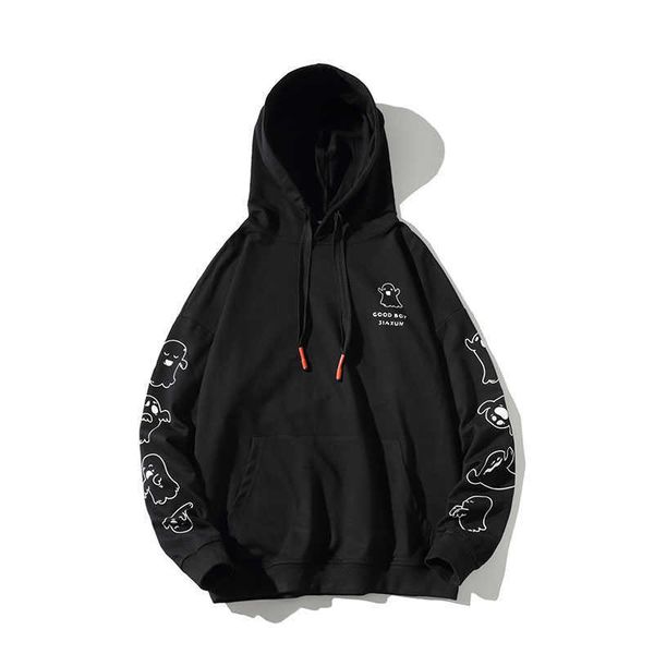 

fleece hoodie 2022 autumn spring fashion black white sweatshirt men's hip hop long sleeve pullover hoodies clothes y2210 8trr