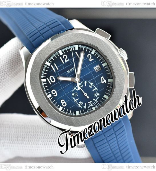 

41mm aquanaut 5968 automatic mens watch 5968g-001 blue texture dial steel case no chronograph blue rubber strap sport watches timezonewatch, Slivery;brown