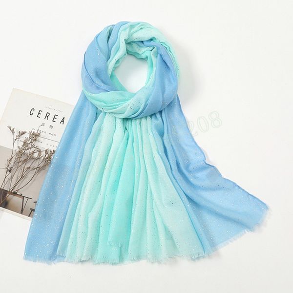

gradient cotton hijab for women golden scarf viscose shawl beach cover-up bufandas muslim shimmer hijab 180x85cm, Blue;gray