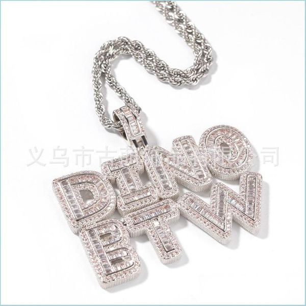 

pendant necklaces a-z custom mini baguette letters pendant necklace with name men zircon commission gift hip hop jewelry 669 q2 drop dhb8p, Silver